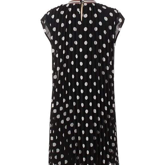 Dr2 Womens Dress Small Polka Dot Pleated Cap Sleeve Crew Neck - Picture 5 of 5